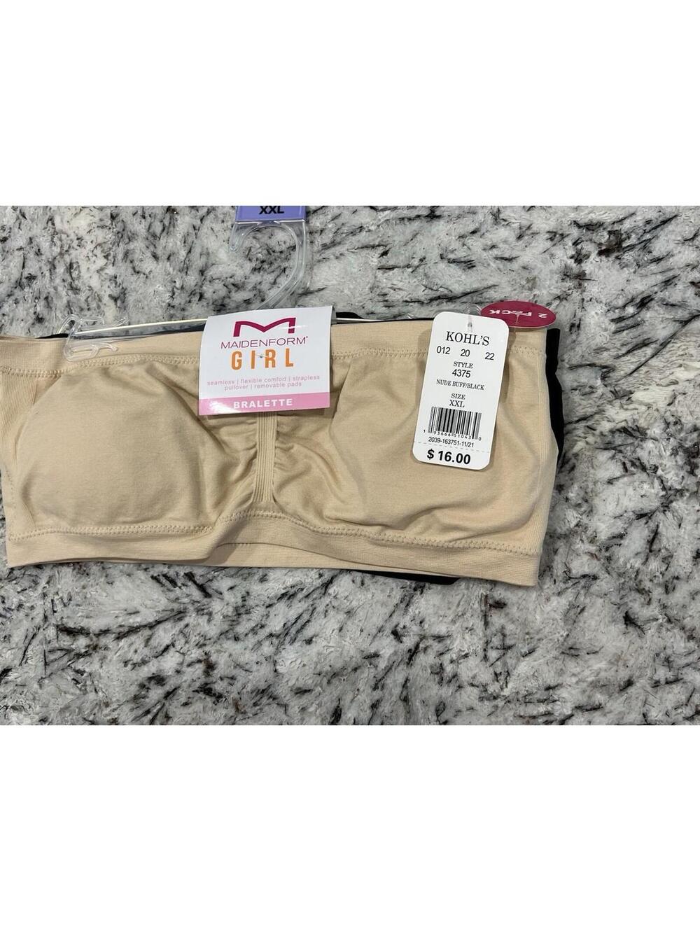 GIRLS' MAIDENFORM 2-PACK BRALETTE - SIZE XXL (18) - NWT